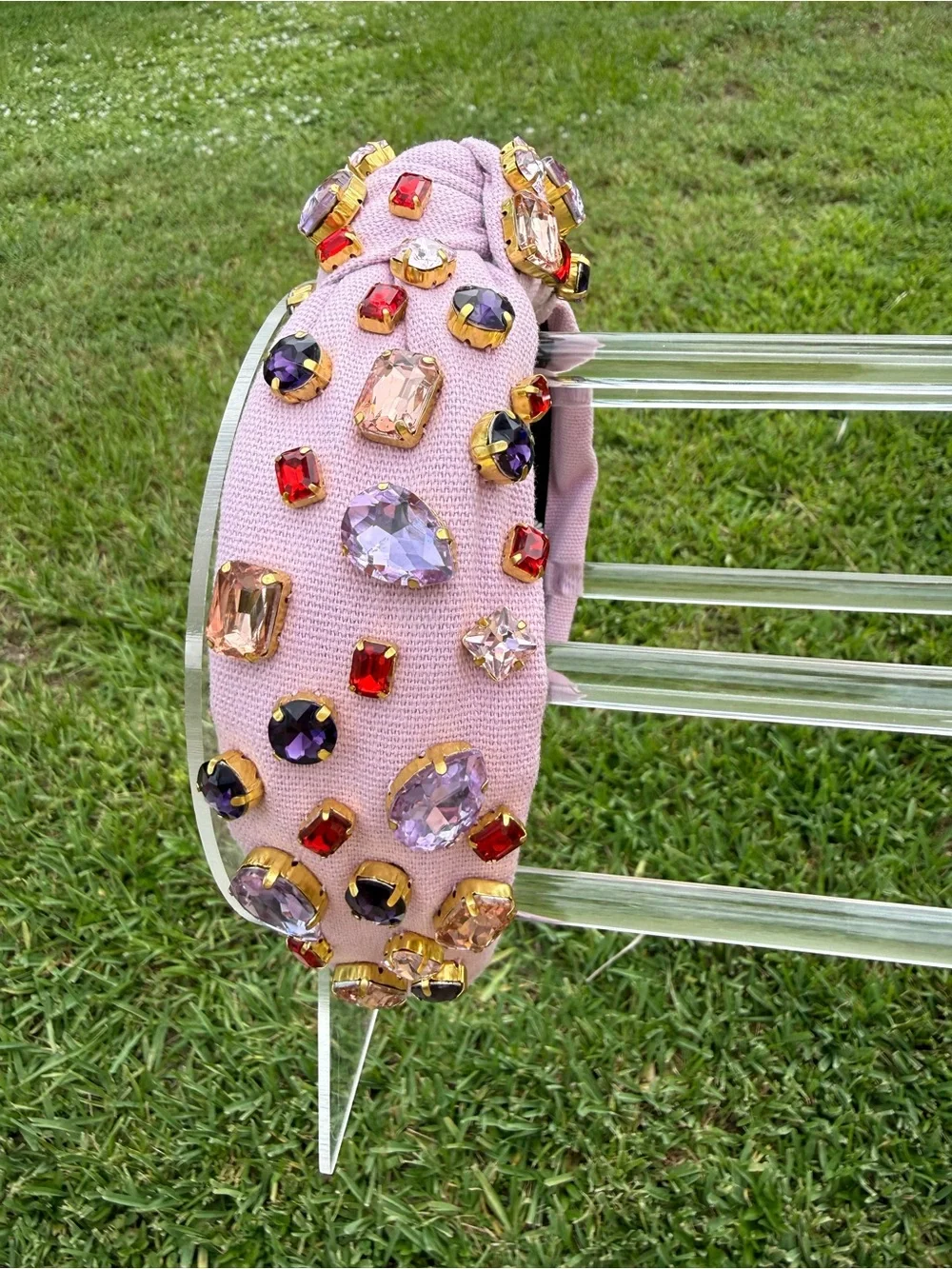 Lele Sadoughi x Atlantic Pacific Embellished Pink Jeweled Headband